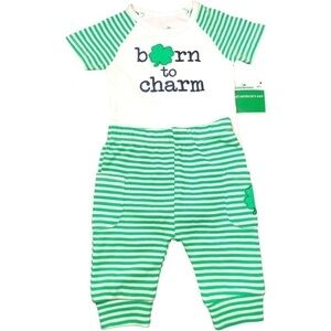 Way to Celebrate NWT Unisex Born to Charm St Patrick’s Day Outfit Size 0-3 Mos